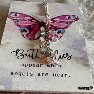 GANZ Pink and Silver Crystal Cluster Necklace